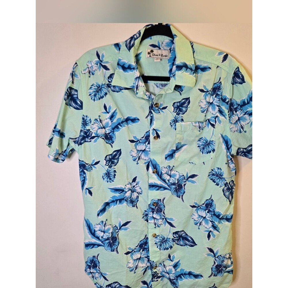 Oliver & Burke Short Sleeve Tropical Button Up Mens Medium